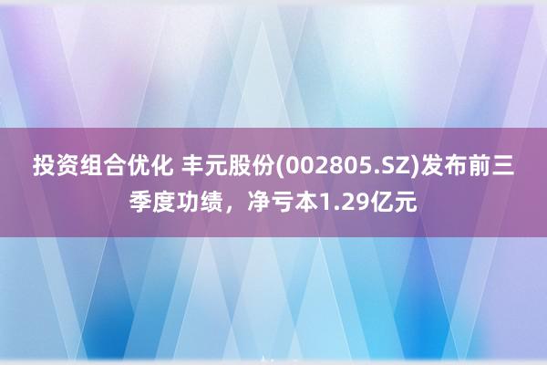 投资组合优化 丰元股份(002805.SZ)发布前三季度功绩，净亏本1.29亿元