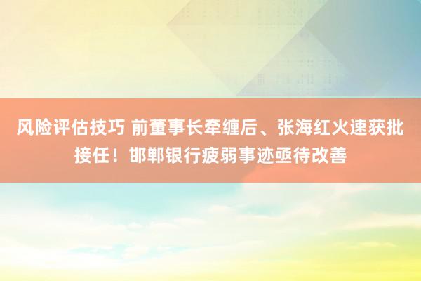 风险评估技巧 前董事长牵缠后、张海红火速获批接任！邯郸银行疲弱事迹亟待改善