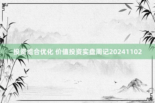 投资组合优化 价值投资实盘周记20241102