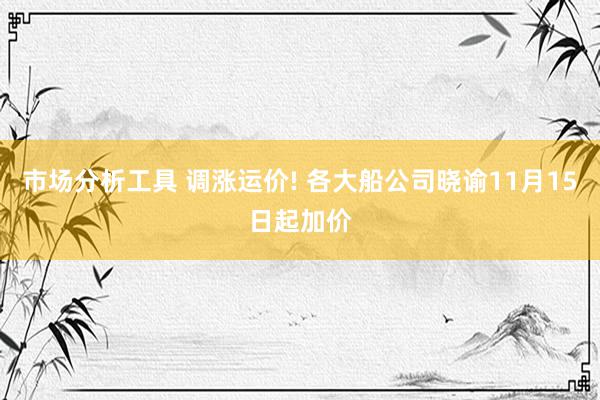 市场分析工具 调涨运价! 各大船公司晓谕11月15日起加价