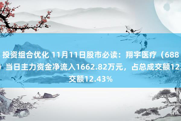 投资组合优化 11月11日股市必读：翔宇医疗（688626）当日主力资金净流入1662.82万元，占总成交额12.43%