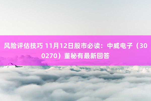 风险评估技巧 11月12日股市必读：中威电子（300270）董秘有最新回答