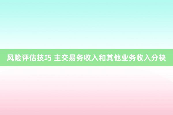 风险评估技巧 主交易务收入和其他业务收入分袂