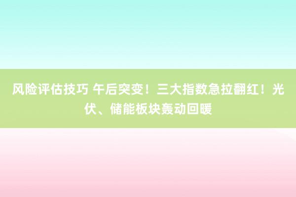 风险评估技巧 午后突变！三大指数急拉翻红！光伏、储能板块轰动回暖