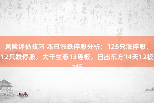 风险评估技巧 本日涨跌停股分析：125只涨停股、12只跌停股，大千生态13连板，日出东方14天12板