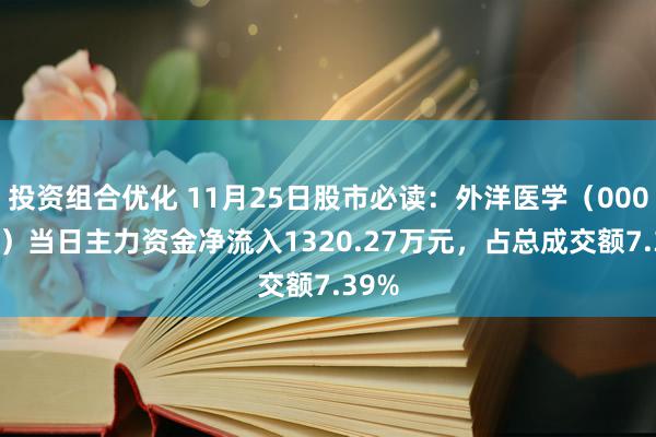 投资组合优化 11月25日股市必读：外洋医学（000516）当日主力资金净流入1320.27万元，占总成交额7.39%