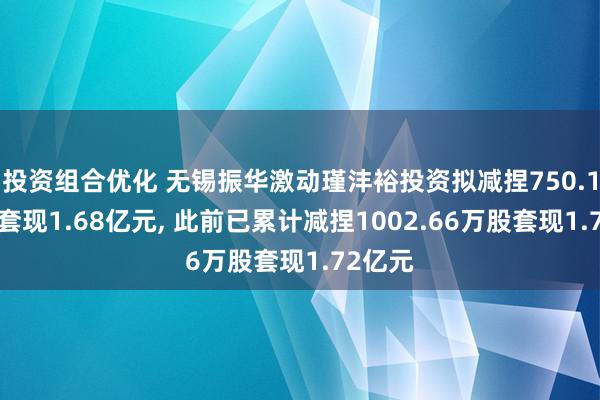 投资组合优化 无锡振华激动瑾沣裕投资拟减捏750.18万股套现1.68亿元, 此前已累计减捏1002.66万股套现1.72亿元