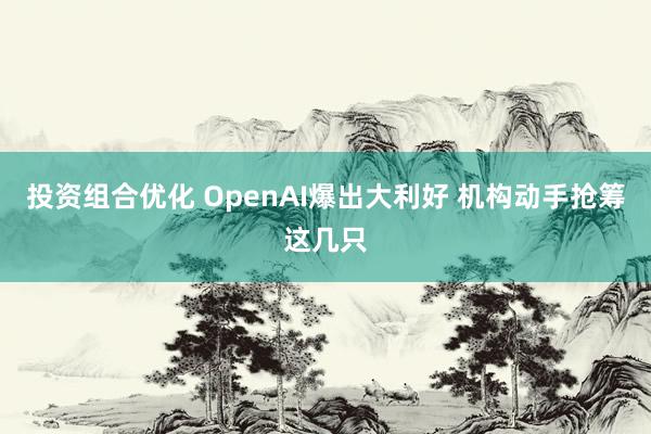 投资组合优化 OpenAI爆出大利好 机构动手抢筹这几只