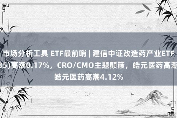 市场分析工具 ETF最前哨 | 建信中证改造药产业ETF(159835)高潮0.17%，CRO/CMO主题颠簸，皓元医药高潮4.12%