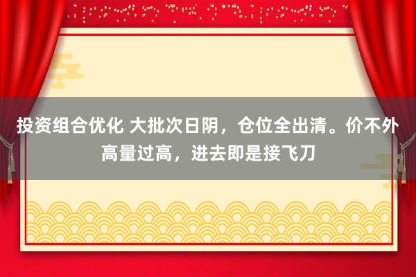 投资组合优化 大批次日阴，仓位全出清。价不外高量过高，进去即是接飞刀