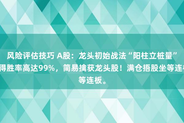 风险评估技巧 A股：龙头初始战法“阳柱立桩量”，得胜率高达99%，简易擒获龙头股！满仓捂股坐等连板。