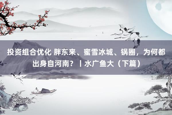 投资组合优化 胖东来、蜜雪冰城、锅圈，为何都出身自河南？丨水广鱼大（下篇）