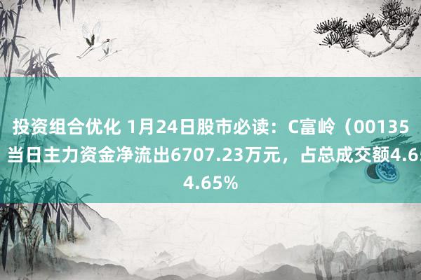 投资组合优化 1月24日股市必读：C富岭（001356）当日主力资金净流出6707.23万元，占总成交额4.65%