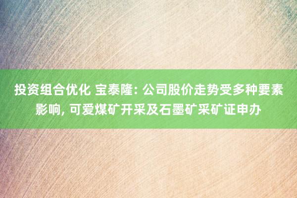 投资组合优化 宝泰隆: 公司股价走势受多种要素影响, 可爱煤矿开采及石墨矿采矿证申办