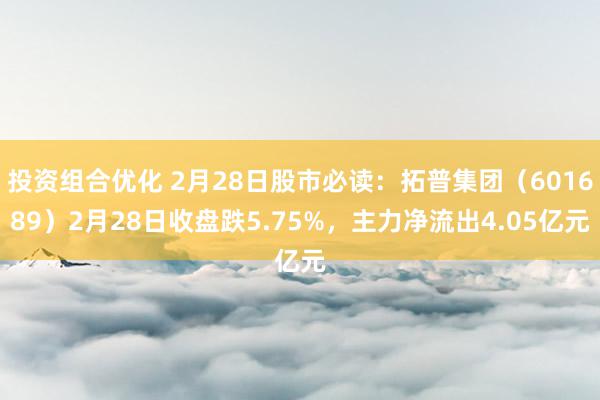 投资组合优化 2月28日股市必读：拓普集团（601689）2月28日收盘跌5.75%，主力净流出4.05亿元