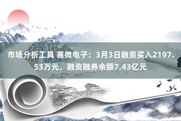 市场分析工具 赛微电子：3月3日融资买入2197.53万元，融资融券余额7.43亿元