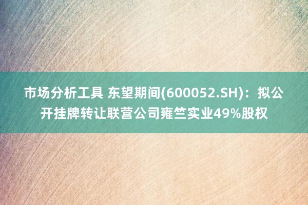 市场分析工具 东望期间(600052.SH)：拟公开挂牌转让联营公司雍竺实业49%股权