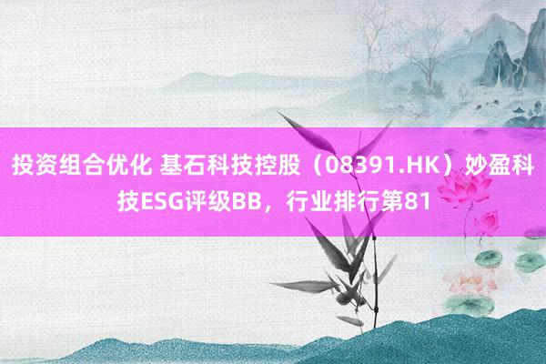 投资组合优化 基石科技控股（08391.HK）妙盈科技ESG评级BB，行业排行第81